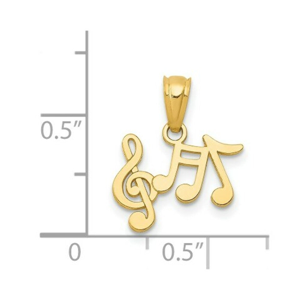 14K Yellow Gold Polished Music Notes Pendant
