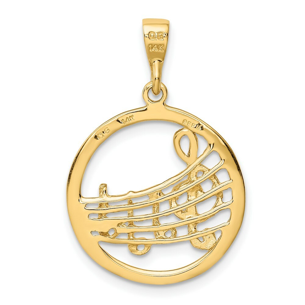 14k Yellow Gold Polished Musical Notes Pendant
