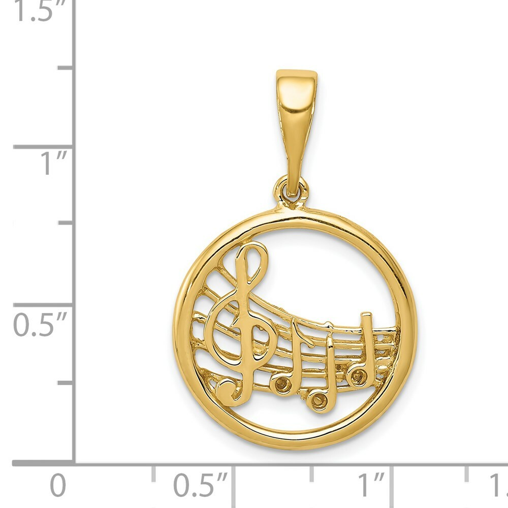 14k Yellow Gold Polished Musical Notes Pendant