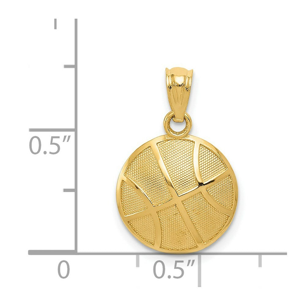 14K Yellow Gold Satin & Polished Basketball Pendant