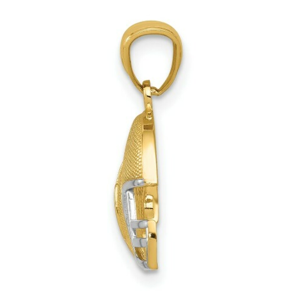 14K Two-tone Gold with Rhodium Satin & Polished Football on Helmet Pendant