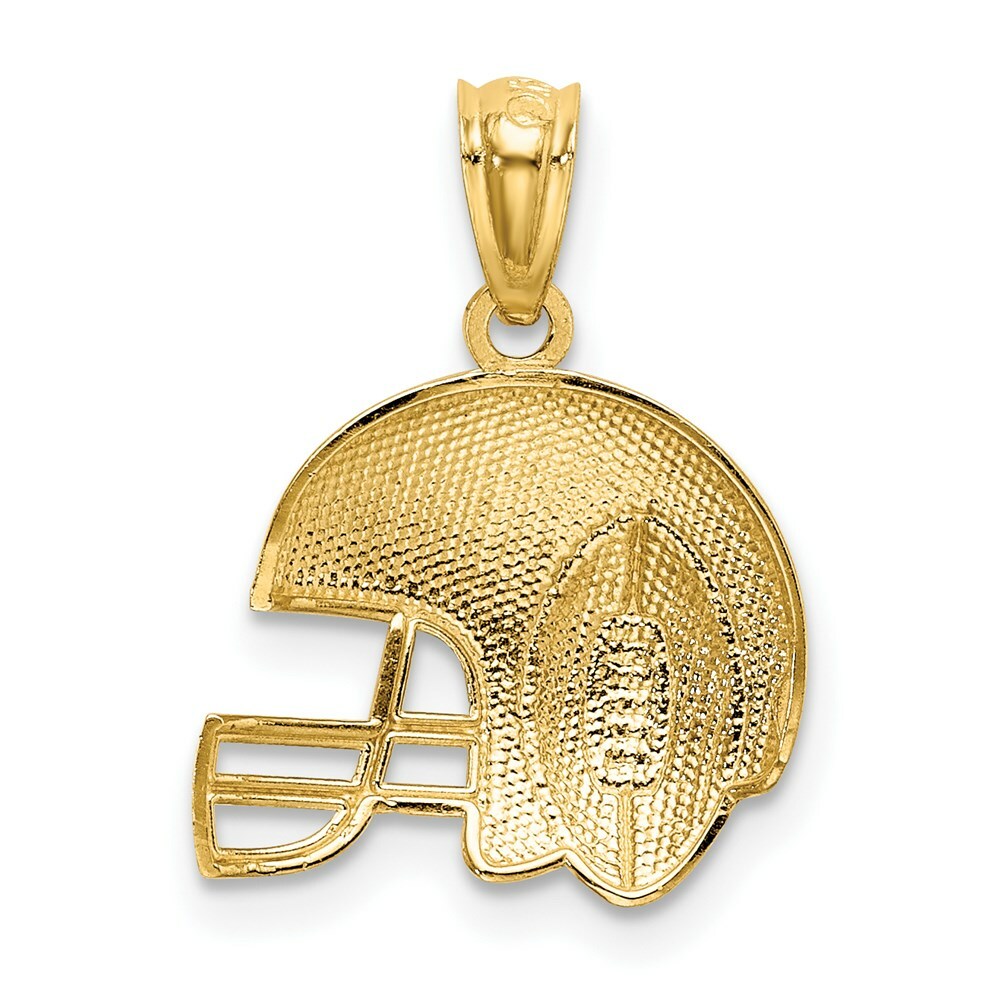 14K Two-tone Gold with Rhodium Satin & Polished Football on Helmet Pendant