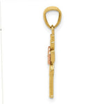 Load image into Gallery viewer, 14k Yellow &amp; Rose Gold Polished Diamond-cut Cross Flower Pendant

