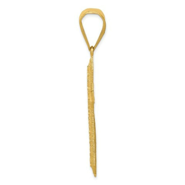 14k Yellow Gold Diamond-cut Center Cross Pendant