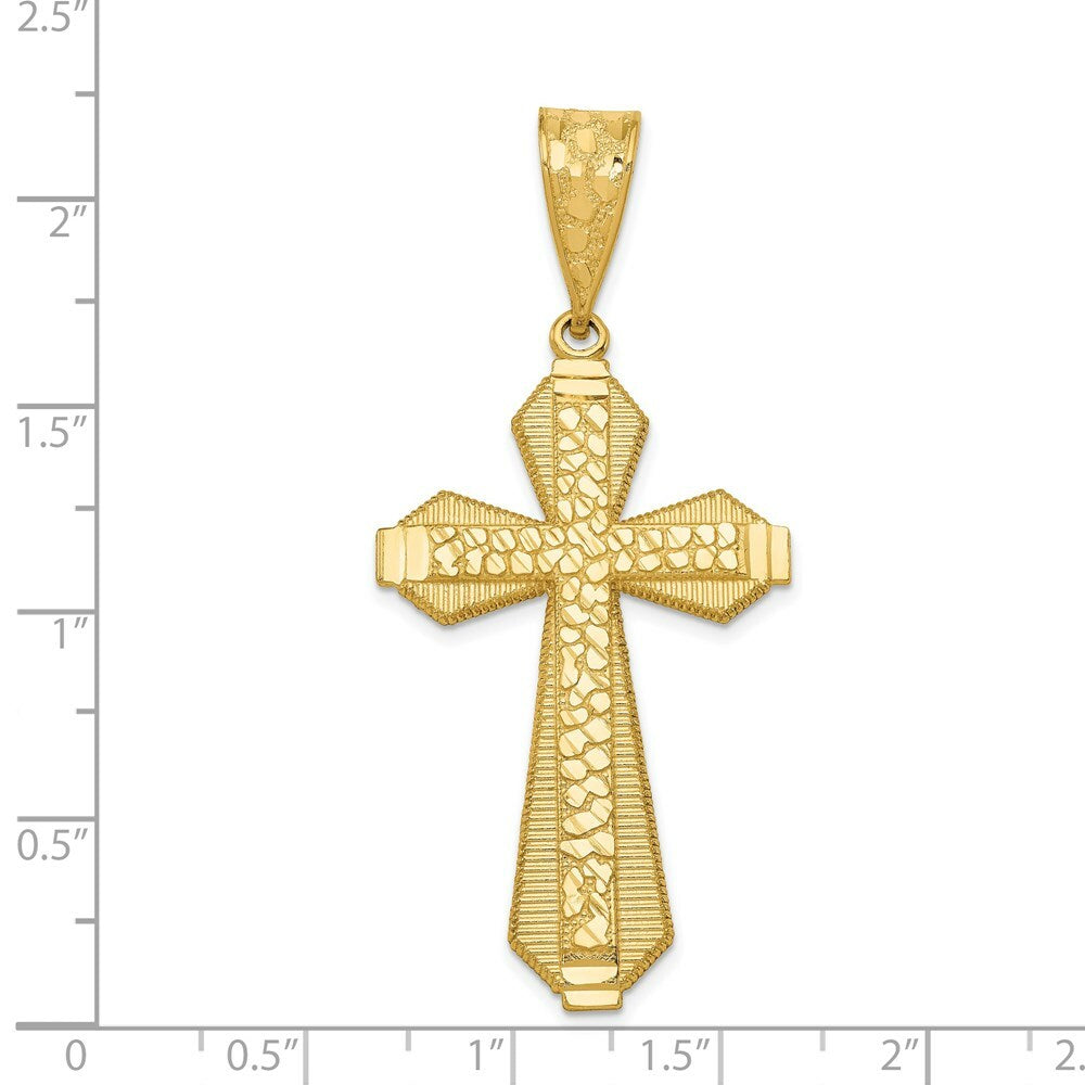 14k Yellow Gold Diamond-cut Center Cross Pendant