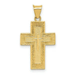 Load image into Gallery viewer, 14k Yellow Gold Textured Reversible Lord's Prayer in Spanish Cross Pendant
