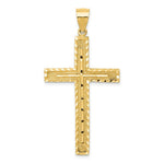 Load image into Gallery viewer, 14k Yellow Gold Polished and Textured Diamond-cut Latin Cross Pendant
