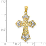 Load image into Gallery viewer, 14K Two-tone Gold with Rhodium Polished Diamond-cut Filigree Cross Pendant
