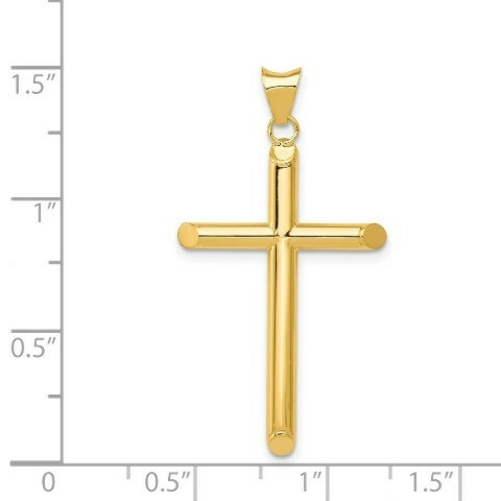 14k Yellow Gold Polished Tube Cross Pendant
