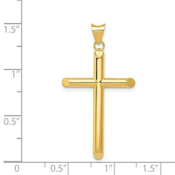 14k Yellow Gold Polished Tube Cross Pendant