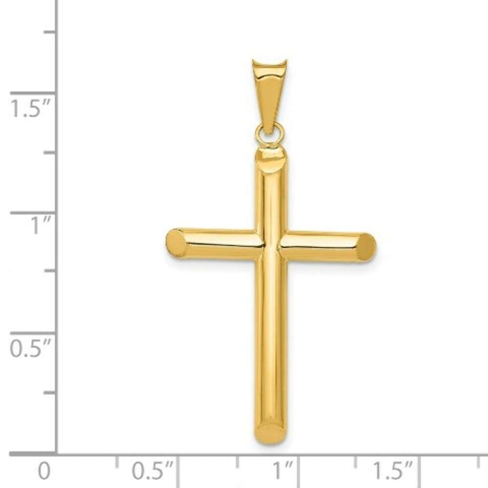 14k Yellow Gold Polished Tube Cross Pendant
