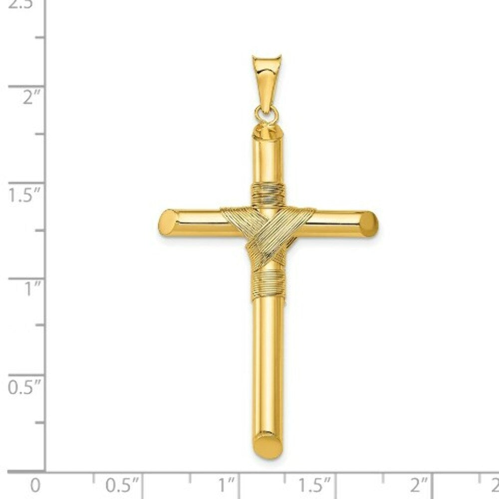 14k Yellow Gold Polished Tube Cross Pendant