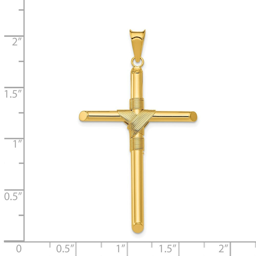 14k Yellow Gold Polished Tube Cross Pendant