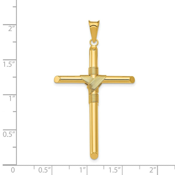 14k Yellow Gold Polished Tube Cross Pendant