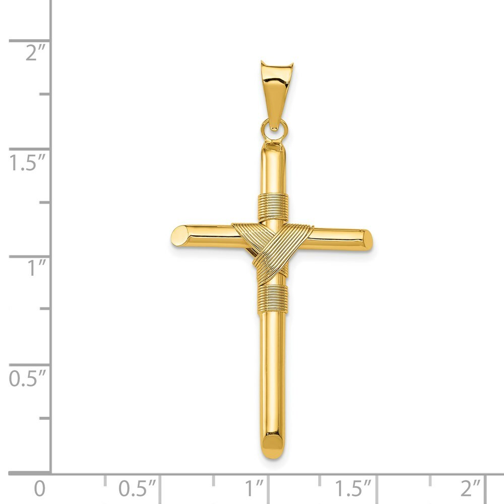 14k Yellow Gold Polished Tube Cross Pendant
