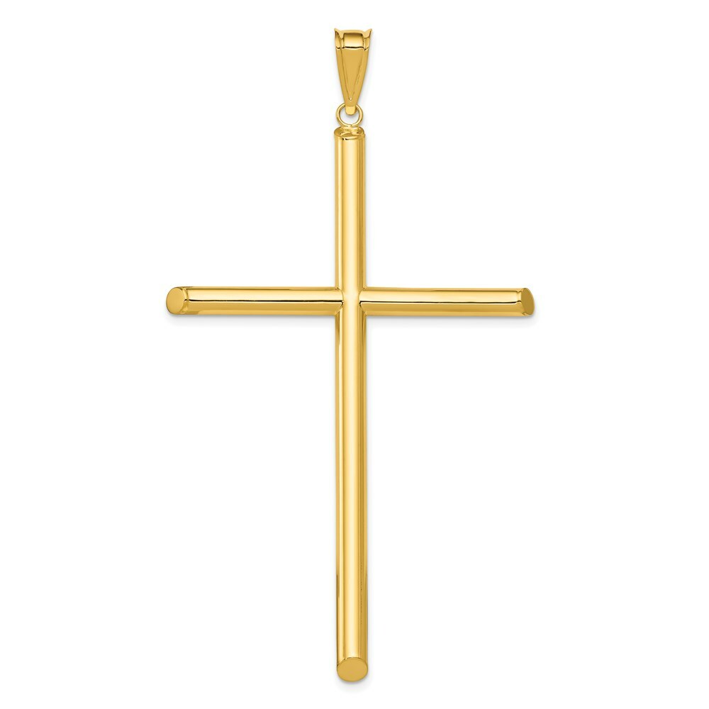 14k Yellow Gold Polished Tube Cross Pendant