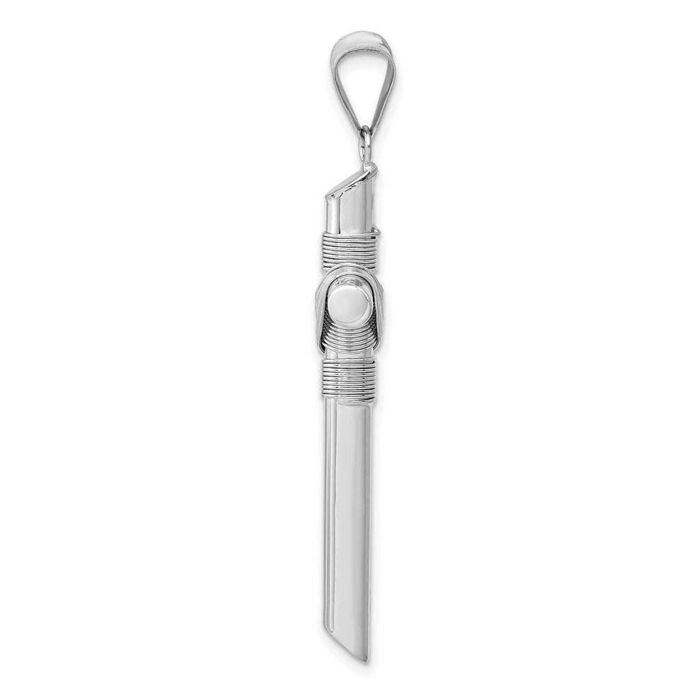 14k White Gold Polished Tube Cross Pendant