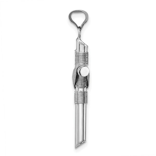 14k White Gold Polished Tube Cross Pendant