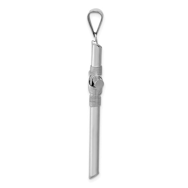 14k White Gold Polished Tube Cross Pendant