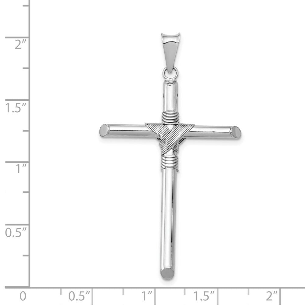 14k White Gold Polished Tube Cross Pendant