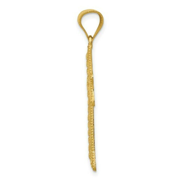 14k Yellow Gold Diamond-cut Cross Pendant
