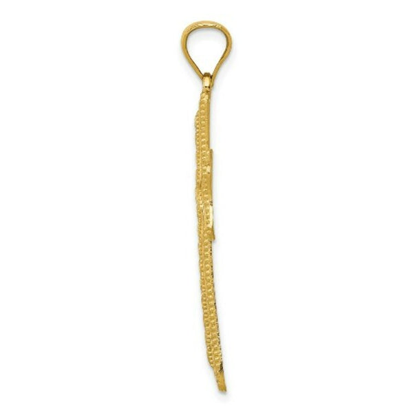 14k Yellow Gold Diamond-cut Cross Pendant
