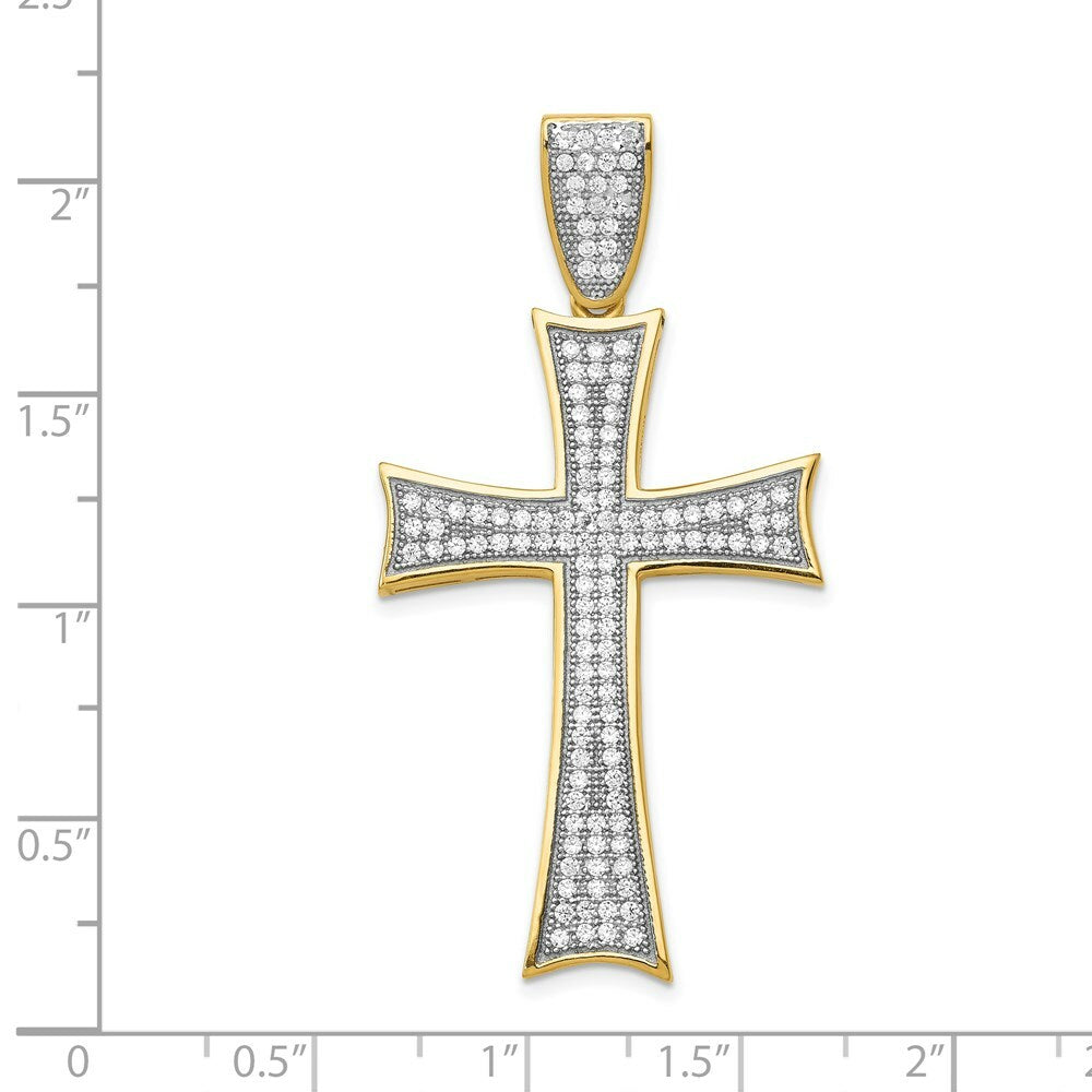 14k Micro Pave CZ Large Cross 49mm Pendant  about 2 inches