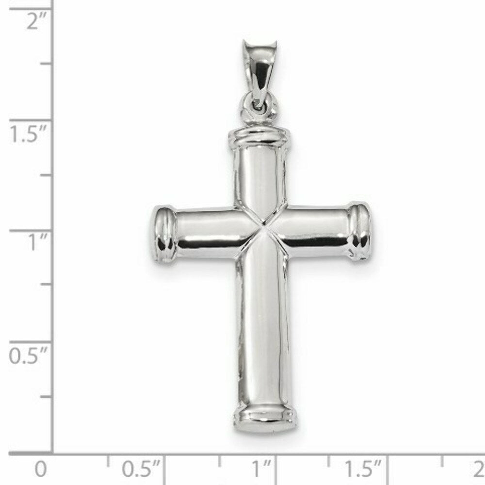 14k White Gold Polished Stamping Cross Pendant