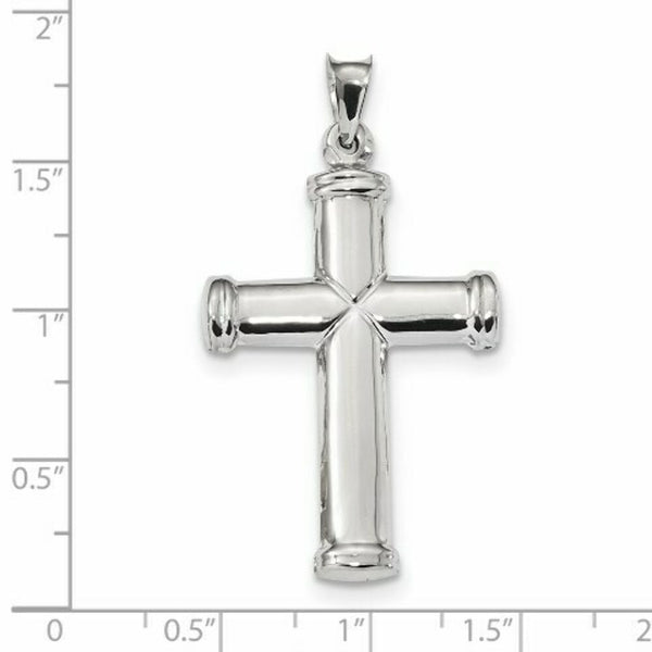 14k White Gold Polished Stamping Cross Pendant