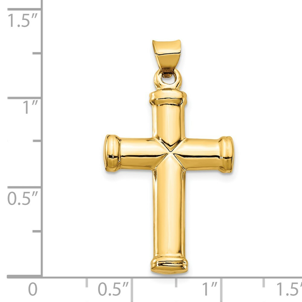14K Yellow Gold Polished Stamping Cross Pendant