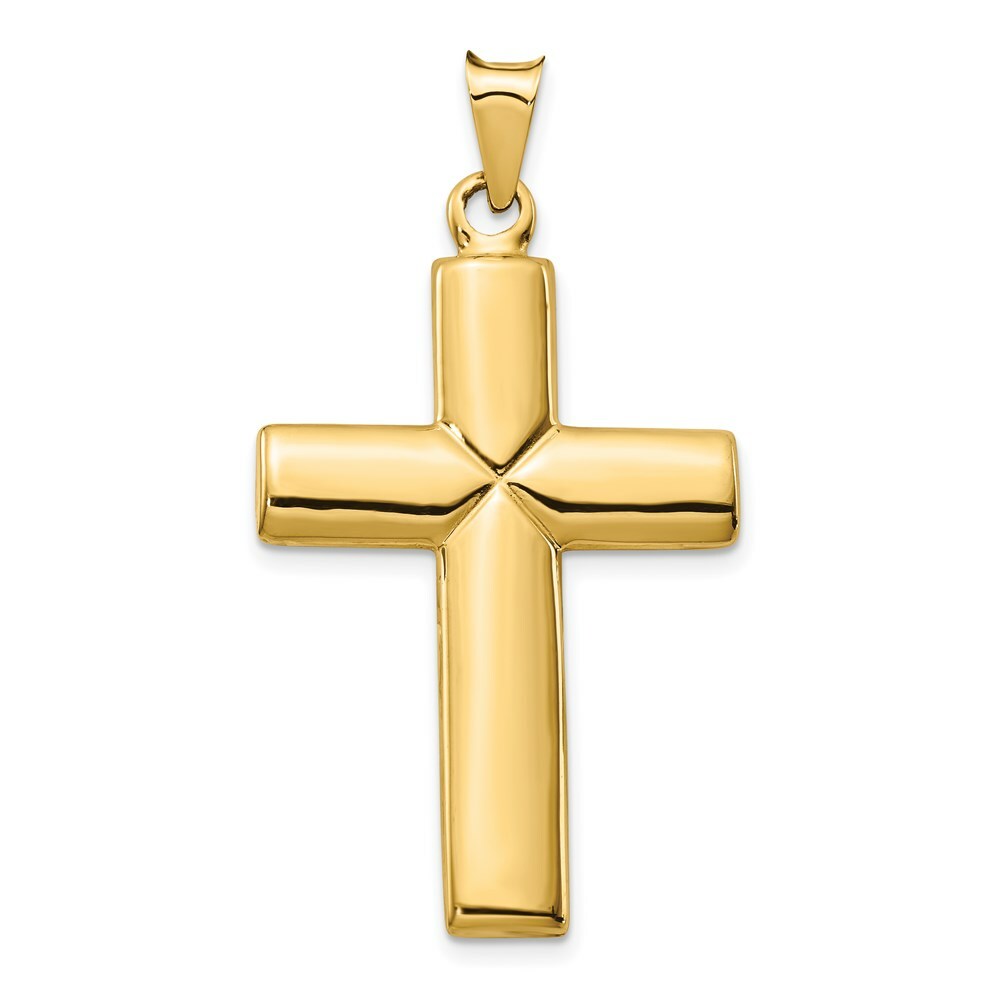 14k Yellow Gold Polished Stamping Cross Pendant