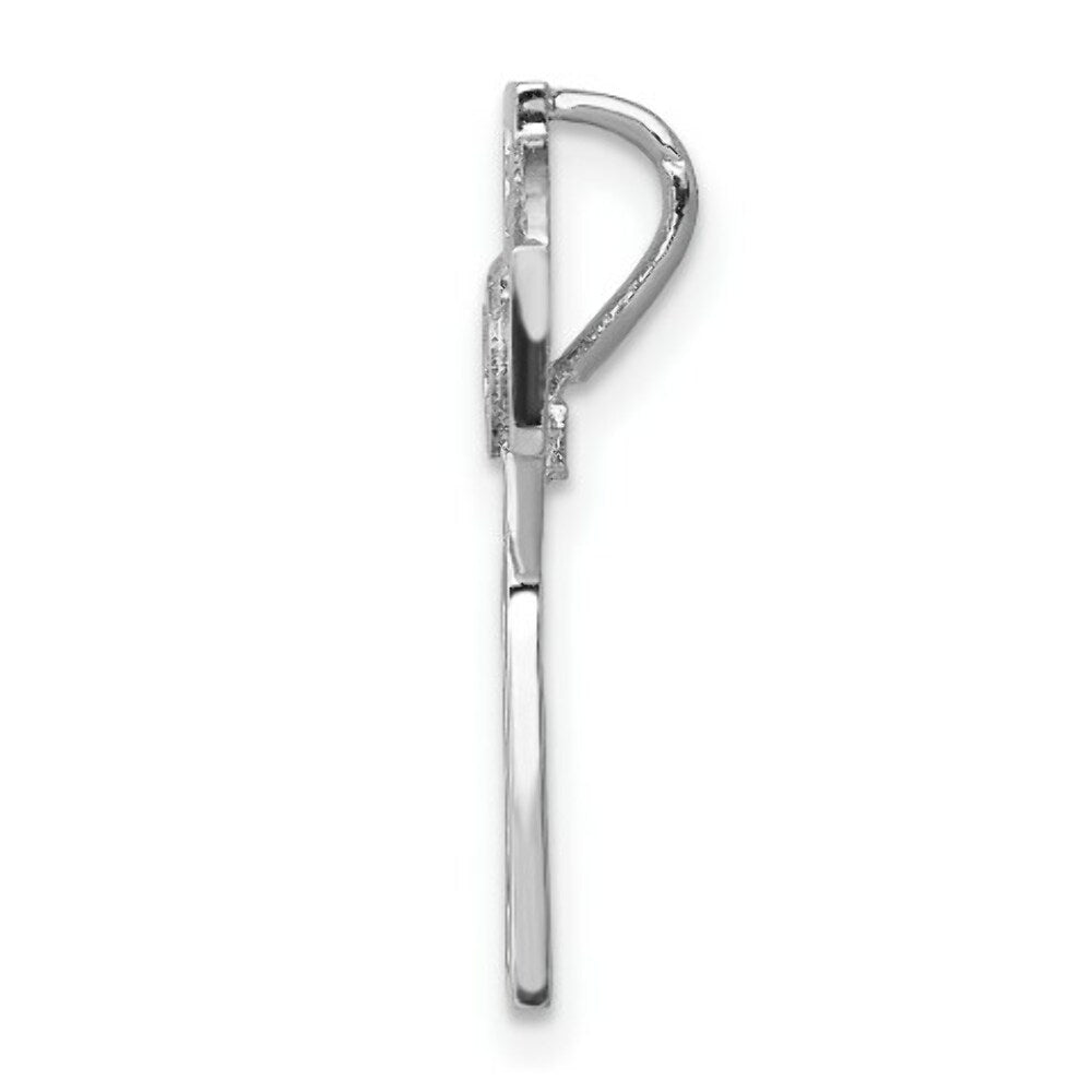 14k White Gold Polished Celtic Cross Chain Slide