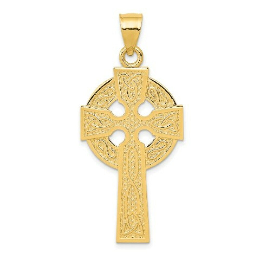 14k Yellow Gold Polished Celtic Cross Pendant