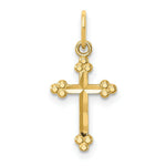 Load image into Gallery viewer, 14K Yellow Gold Small Diamond-cut Budded Cross Pendant
