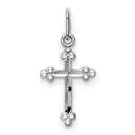 Load image into Gallery viewer, 14k White Gold Polished Diamond-cut Small Budded Cross Charm
