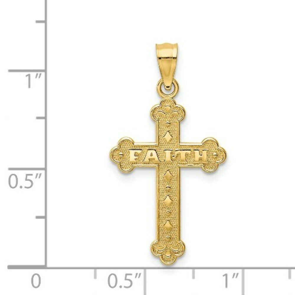 14K Yellow Gold Satin & Polished Faith Cross Pendant