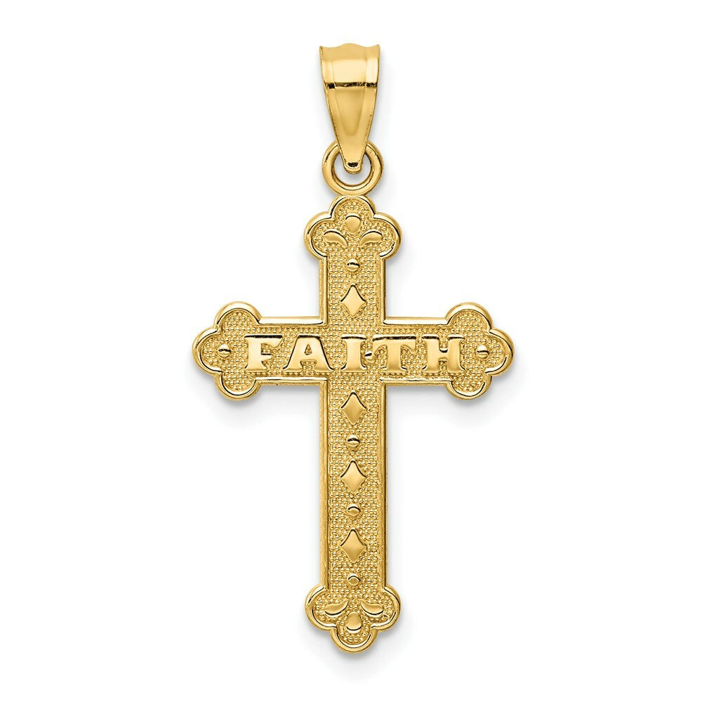 14K Yellow Gold Satin & Polished Faith Cross Pendant