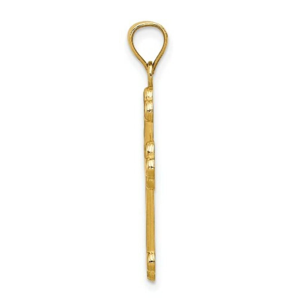 14K Yellow Gold Satin & Polished Budded Cross Pendant