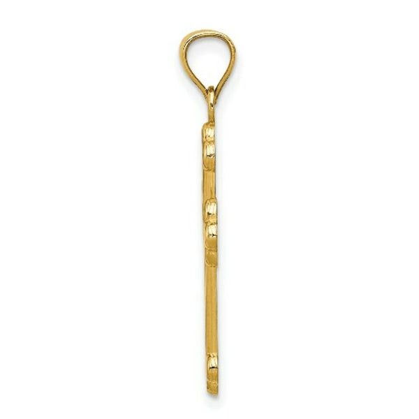 14K Yellow Gold Satin & Polished Budded Cross Pendant