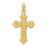 Load image into Gallery viewer, 14K Yellow Gold Satin &amp; Polished Budded Cross Pendant
