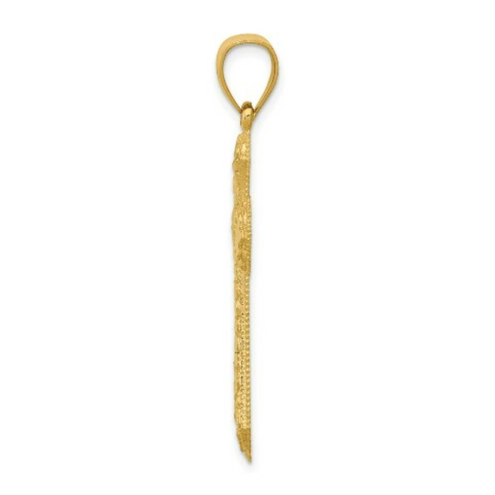 14k Yellow Gold Diamond-cut Budded Cross Pendant