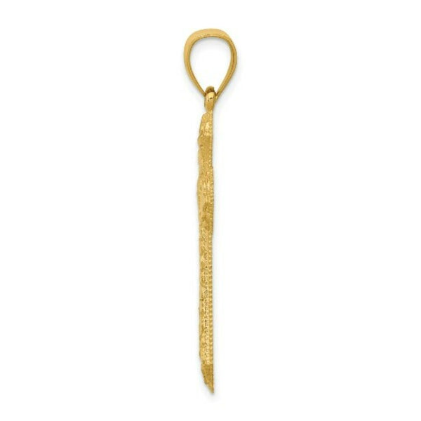14k Yellow Gold Diamond-cut Budded Cross Pendant