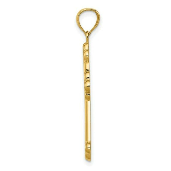 14k Yellow Gold Satin & Polished Budded Cross Pendant