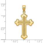 Load image into Gallery viewer, 14k Yellow Gold Satin &amp; Polished Budded Cross Pendant
