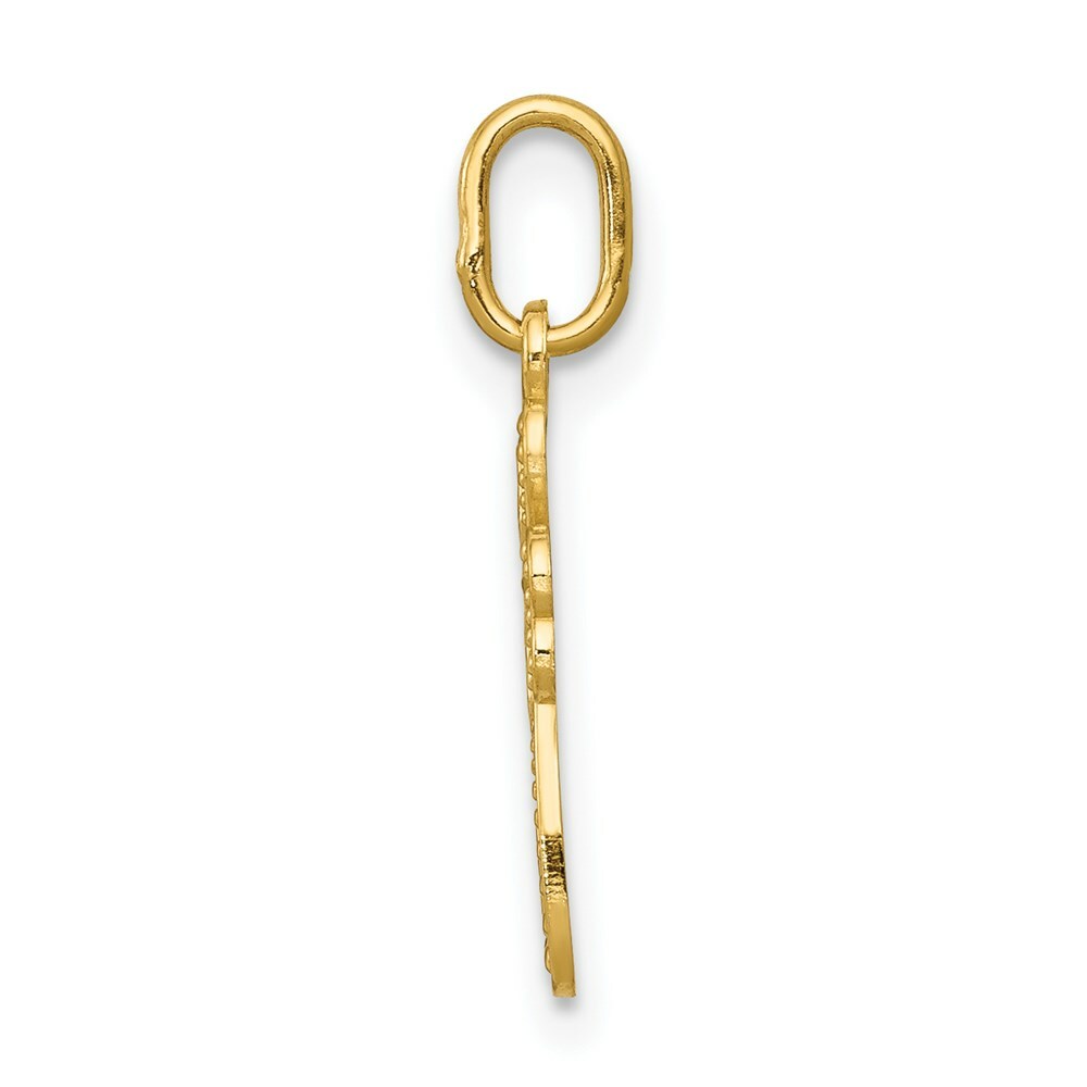 14K Yellow Gold Diamond-cut Polished Small Cross Pendant