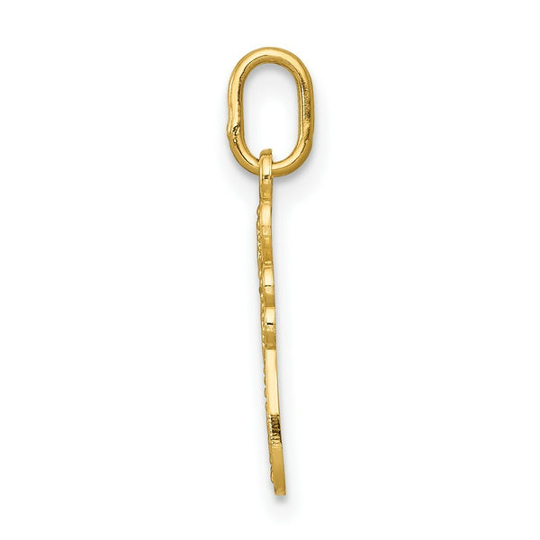14K Yellow Gold Diamond-cut Polished Small Cross Pendant
