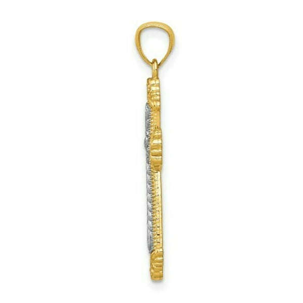14k Two Tone Gold Polished Cross Pendant