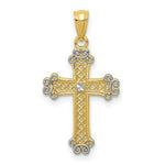 Load image into Gallery viewer, 14K Two-tone Gold with Rhodium Diamond-cut Filigree Cross Pendant
