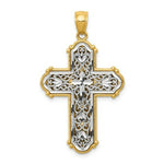 Load image into Gallery viewer, 14k Two-tone Gold Rhodium Reversible Diamond-cut Filigree Cross Pendant
