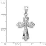 Load image into Gallery viewer, 14k White Gold Polished Diamond-cut Fancy Cross Pendant
